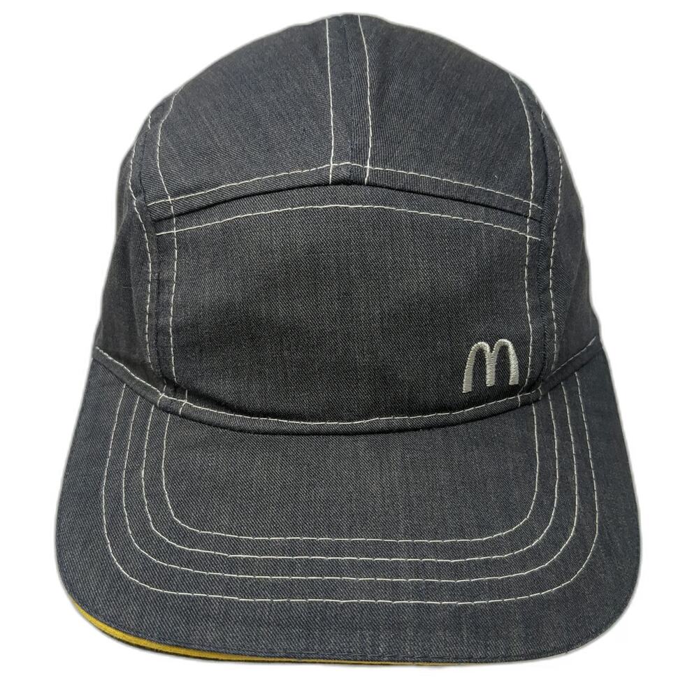 McDonald's 5 Panel Gray Hat One Size Contrast Stitching Yellow Underbrim Buckle